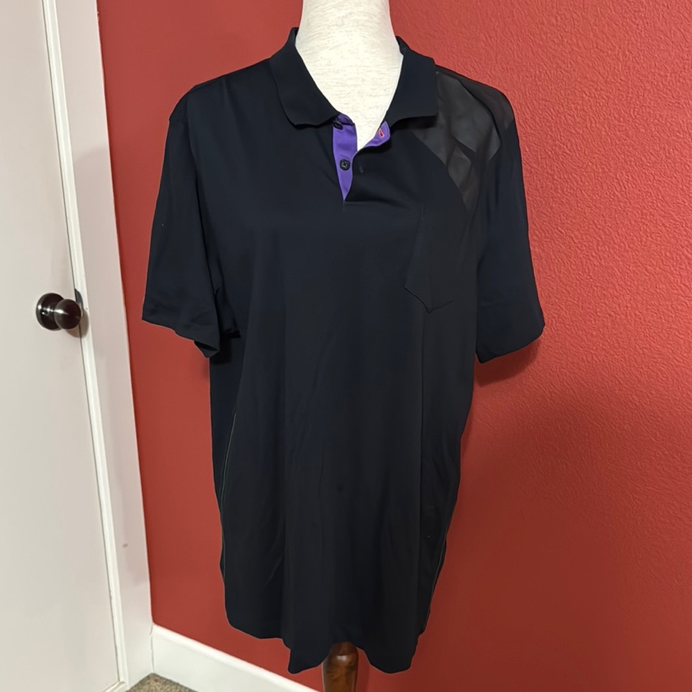 Men's Black and Purple Polo Shirt